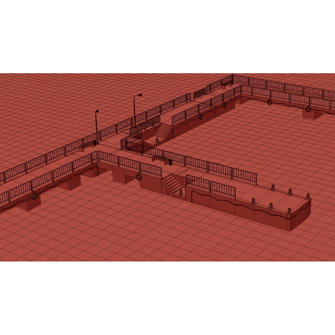Modular Pier 3D Model – Low Poly Marina Asset, FBX, Blender - View 16