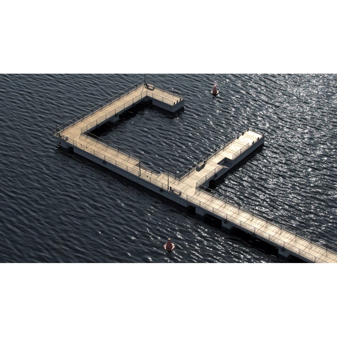Modular Pier 3D Model – Low Poly Marina Asset, FBX, Blender - View 2