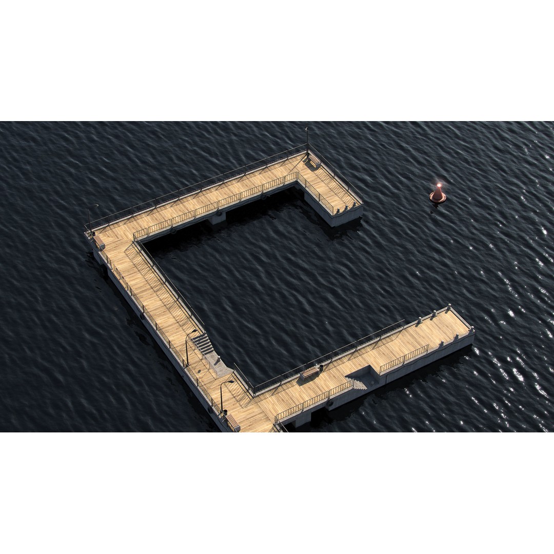 Modular Pier 3D Model – Low Poly Marina Asset, FBX, Blender - View 3