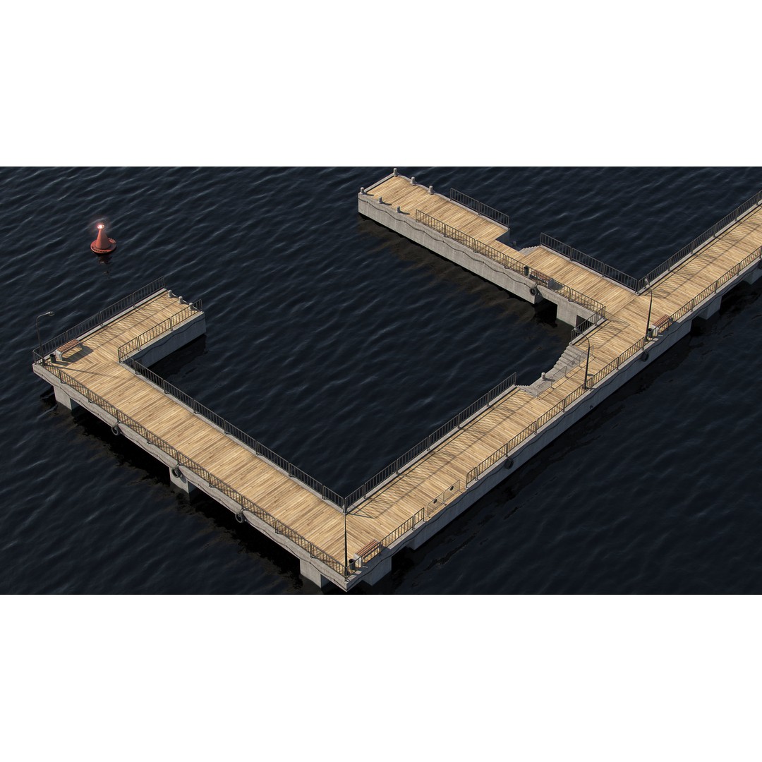 Modular Pier 3D Model – Low Poly Marina Asset, FBX, Blender - View 4
