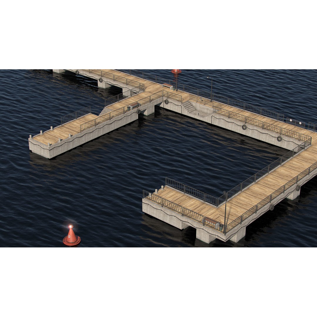 Modular Pier 3D Model – Low Poly Marina Asset, FBX, Blender - View 5