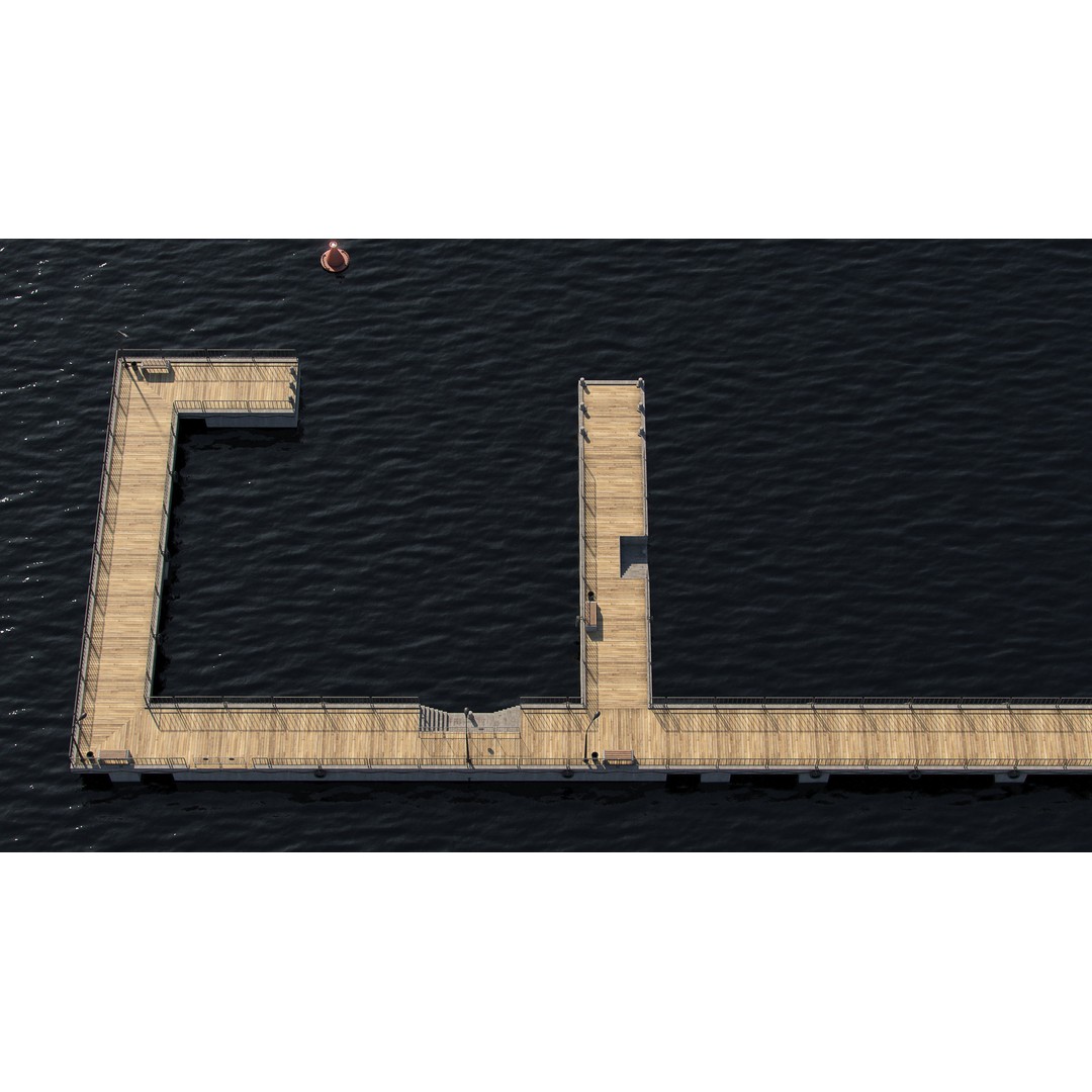 Modular Pier 3D Model – Low Poly Marina Asset, FBX, Blender - View 6