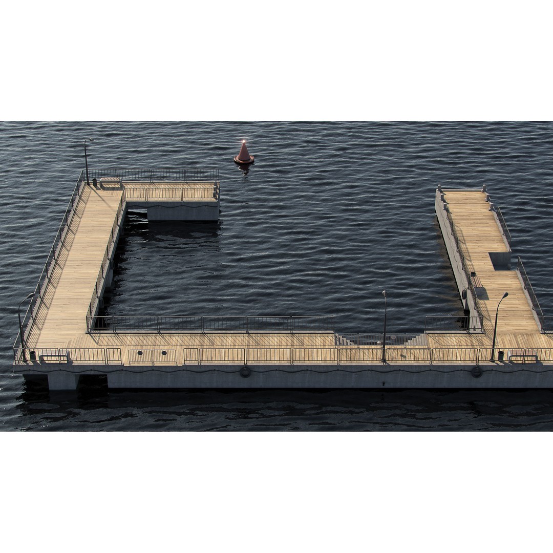 Modular Pier 3D Model – Low Poly Marina Asset, FBX, Blender - View 7