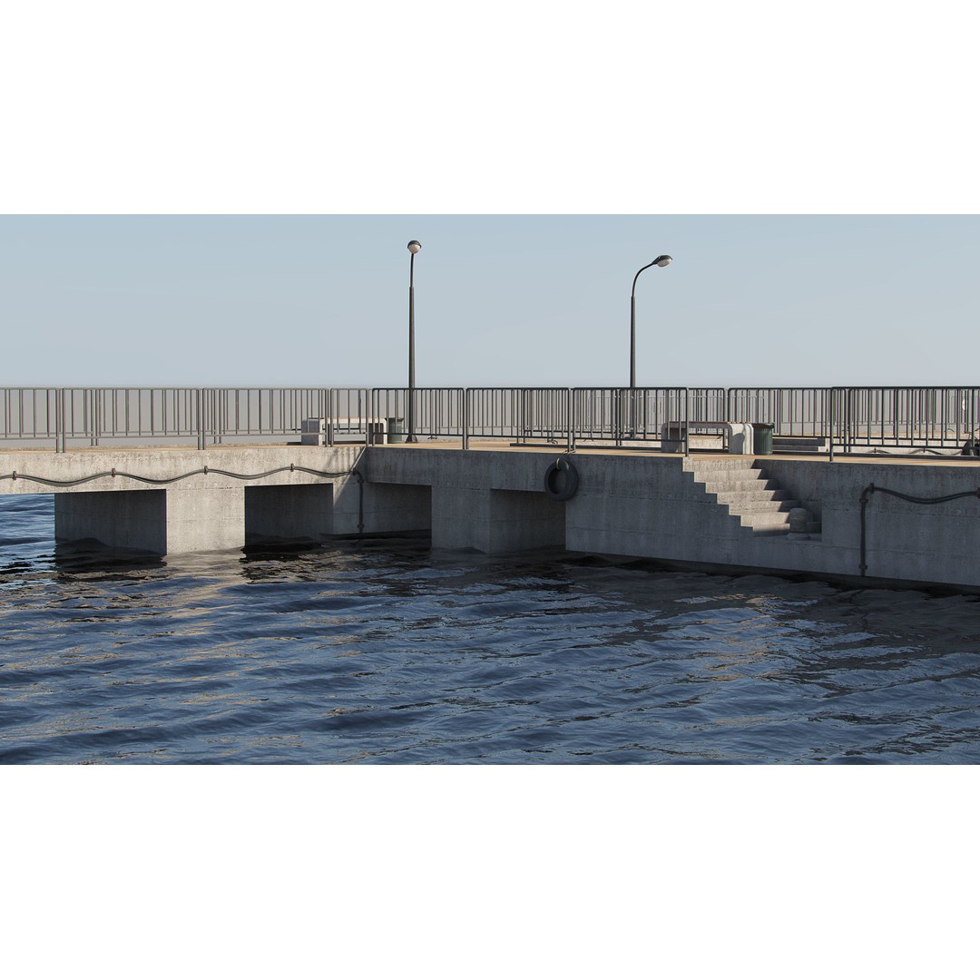 Modular Pier 3D Model – Low Poly Marina Asset, FBX, Blender - View 8