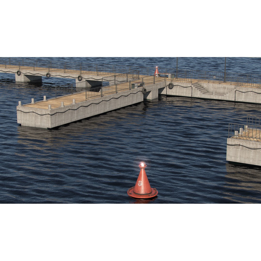 Modular Pier 3D Model – Low Poly Marina Asset, FBX, Blender - View 9
