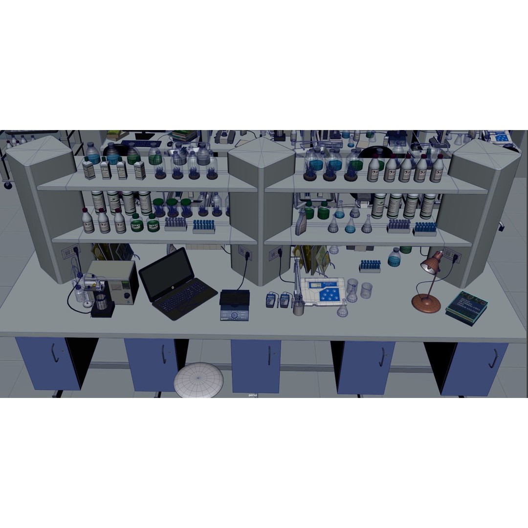 Laboratory 3D Model – Low Poly Medical Interior, FBX, OBJ - View 16