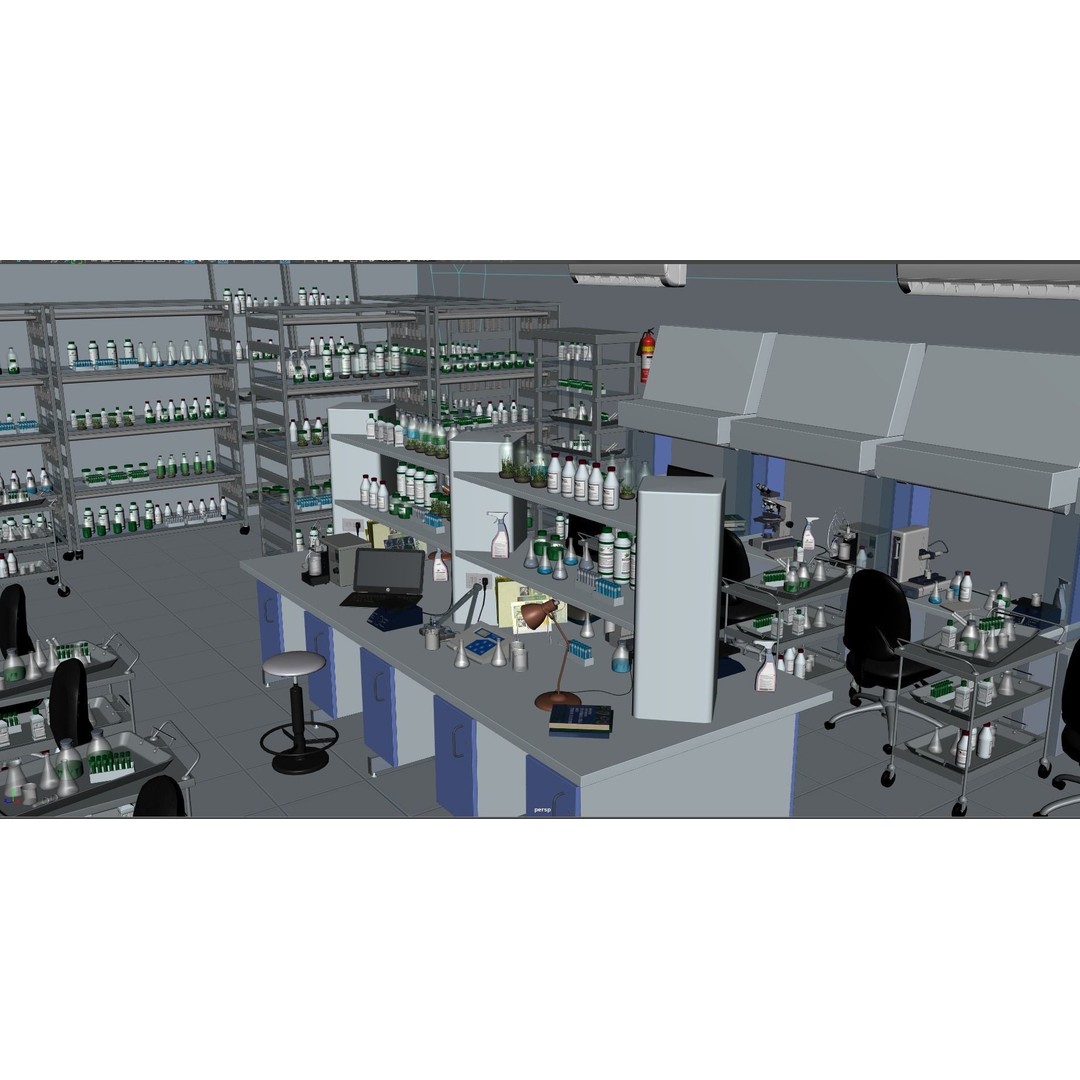 Laboratory 3D Model – Low Poly Medical Interior, FBX, OBJ - View 17