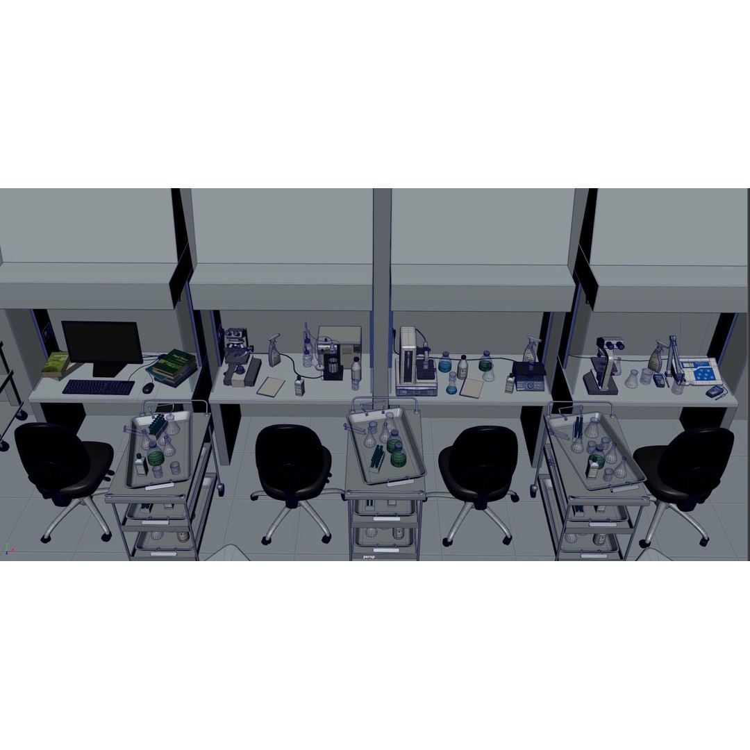 Laboratory 3D Model – Low Poly Medical Interior, FBX, OBJ - View 18