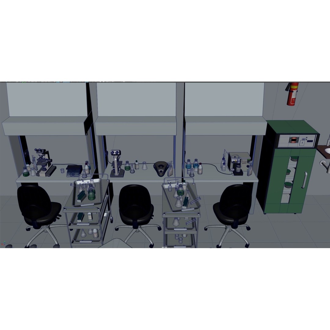 Laboratory 3D Model – Low Poly Medical Interior, FBX, OBJ - View 19