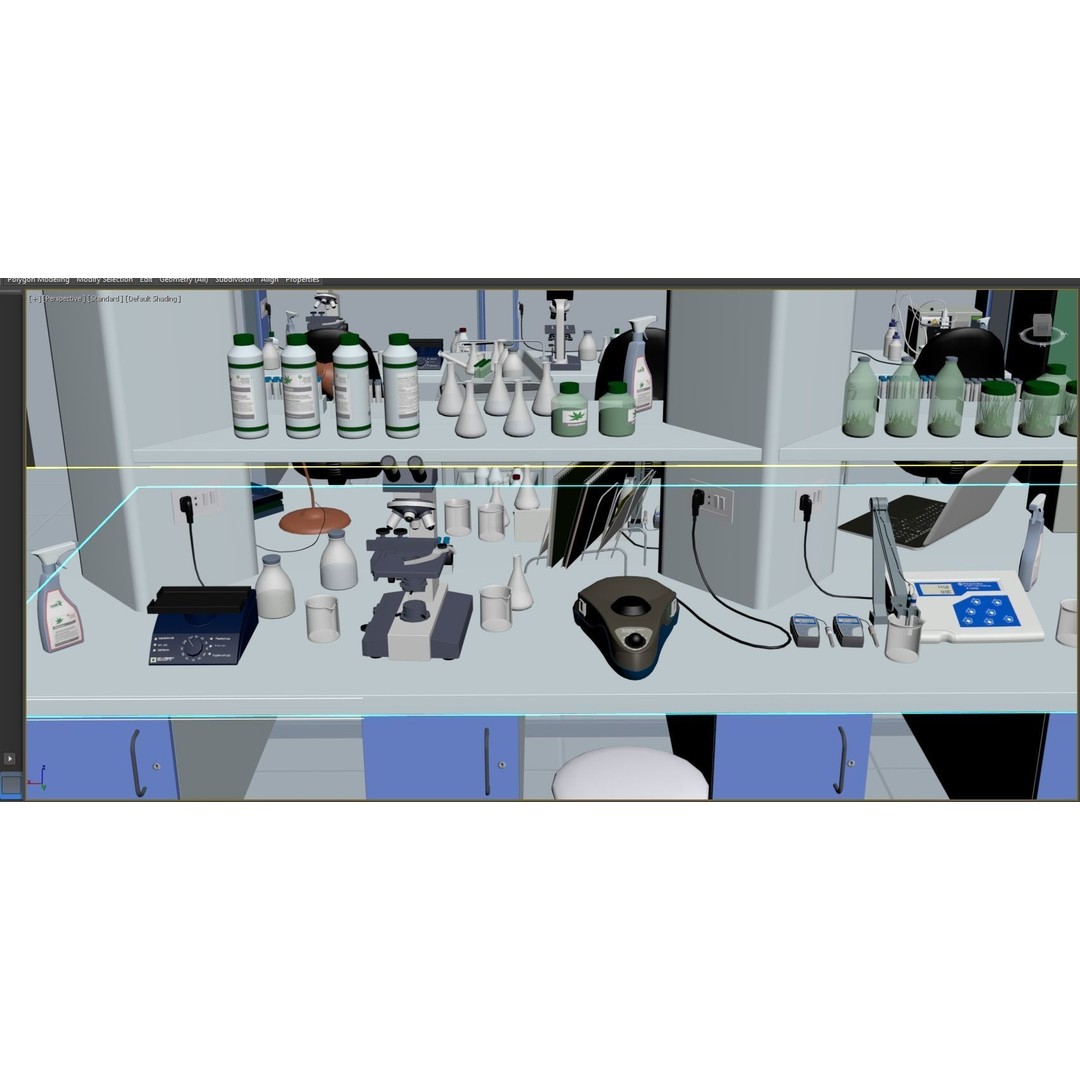 Laboratory 3D Model – Low Poly Medical Interior, FBX, OBJ - View 23