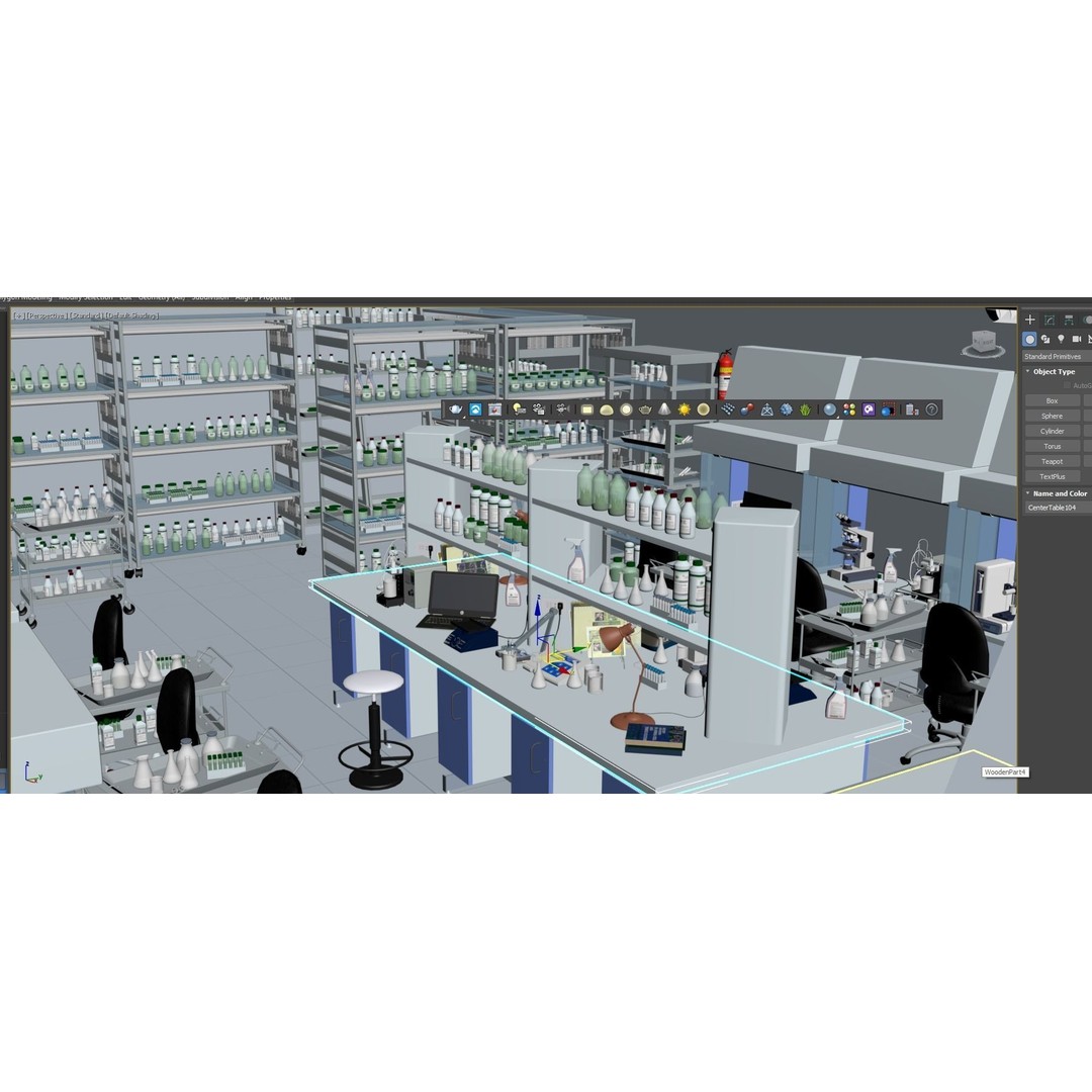 Laboratory 3D Model – Low Poly Medical Interior, FBX, OBJ - View 3