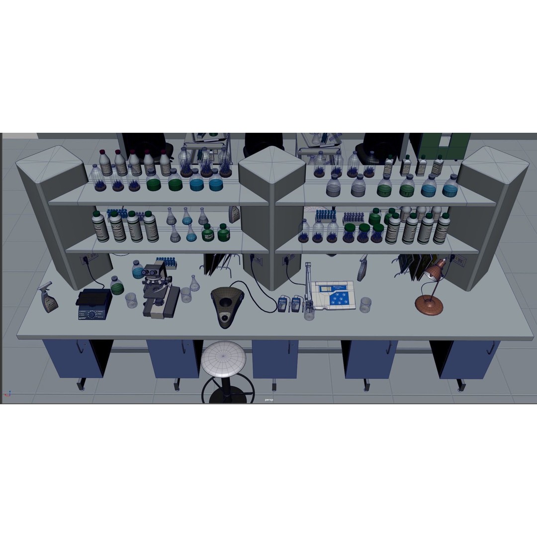 Laboratory 3D Model – Low Poly Medical Interior, FBX, OBJ - View 5