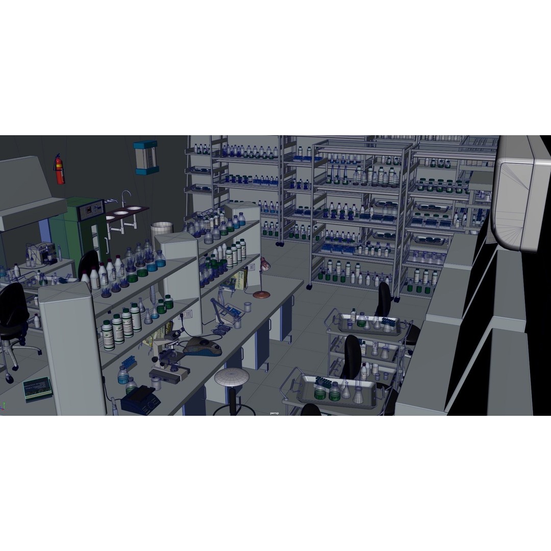 Laboratory 3D Model – Low Poly Medical Interior, FBX, OBJ - View 6