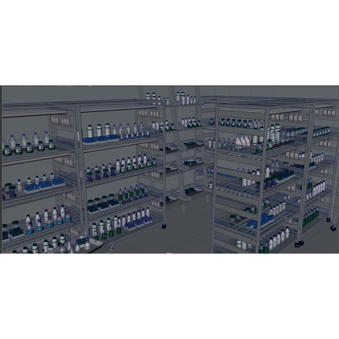 Laboratory 3D Model – Low Poly Medical Interior, FBX, OBJ - View 7