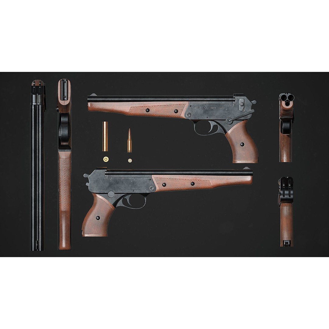 TP 82 Shotgun 3D Model – Low Poly Rigged PBR Asset, FBX, OBJ - View 3
