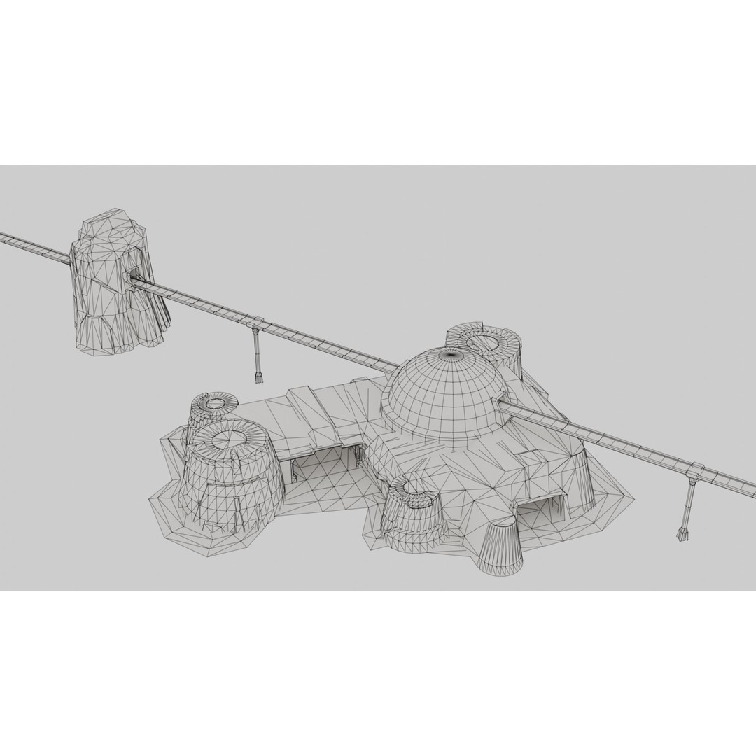 Mars Base 3D Model – Low Poly Game Ready Crater Environment, FBX