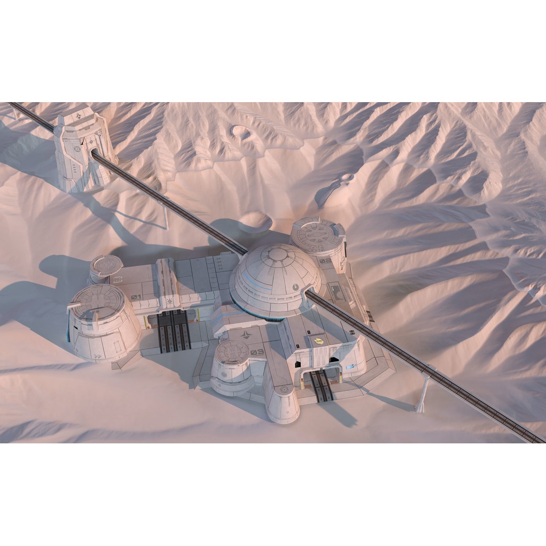 Mars Base 3D Model – Low Poly Game Ready Crater Environment, FBX - View 30