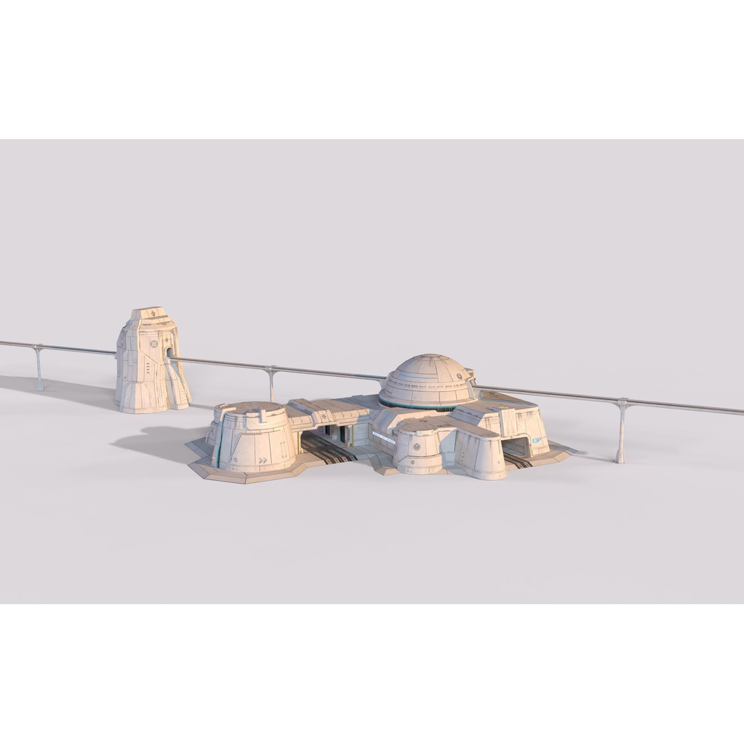 Mars Base 3D Model – Low Poly Game Ready Crater Environment, FBX - View 37