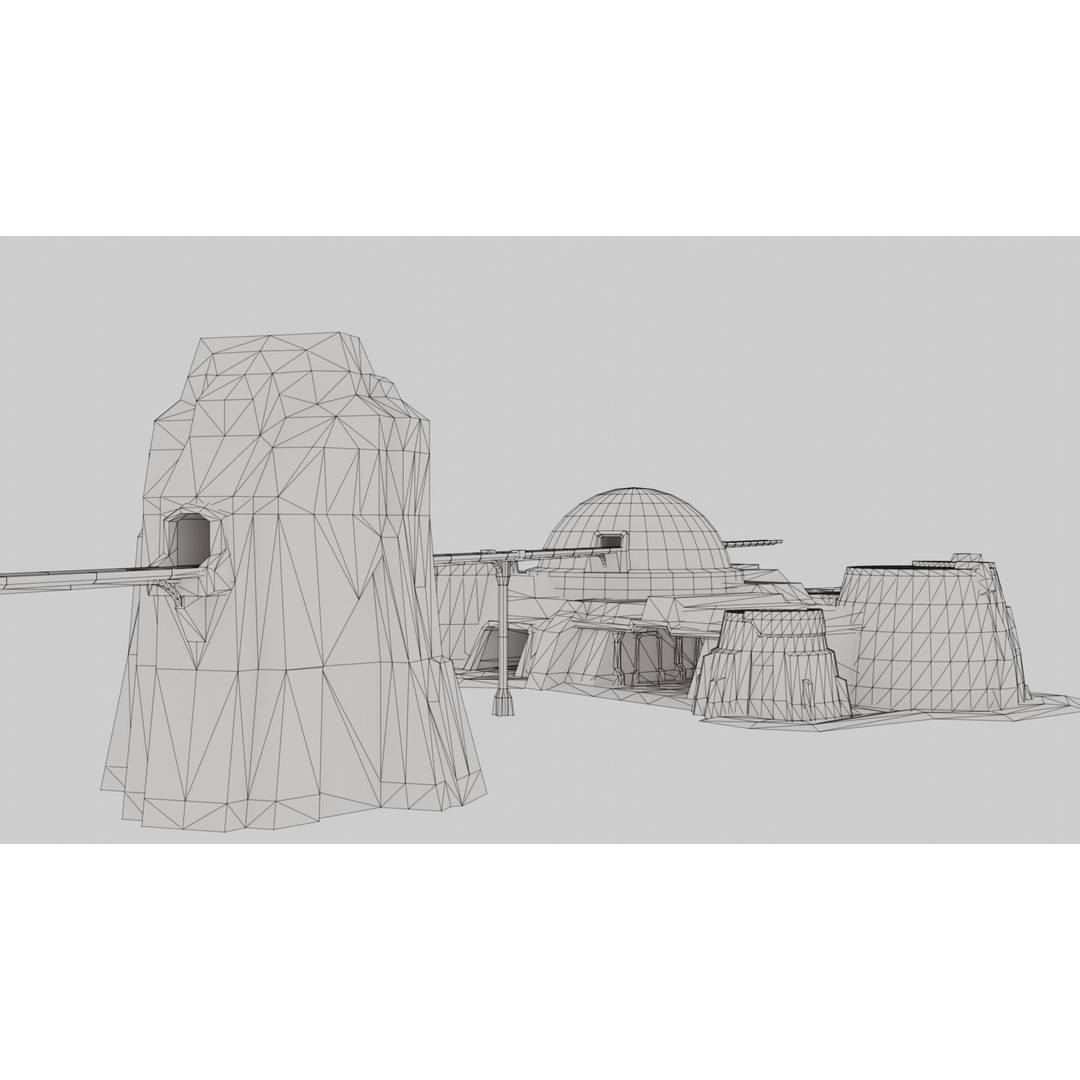 Mars Base 3D Model – Low Poly Game Ready Crater Environment, FBX - View 52