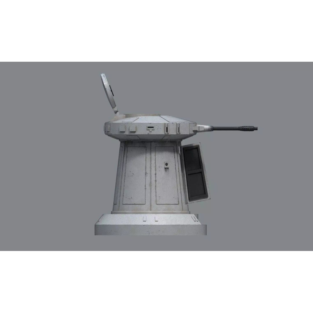 TurretGun 3D Model – Low Poly Military Asset with PBR Textures - View 12