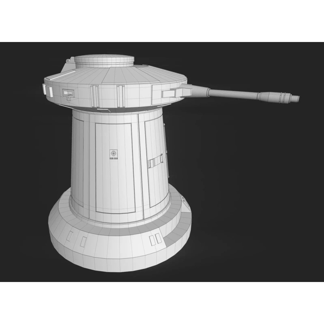 TurretGun 3D Model – Low Poly Military Asset with PBR Textures - View 14