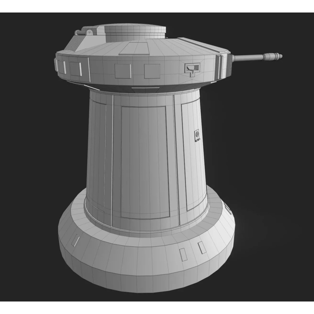 TurretGun 3D Model – Low Poly Military Asset with PBR Textures - View 17