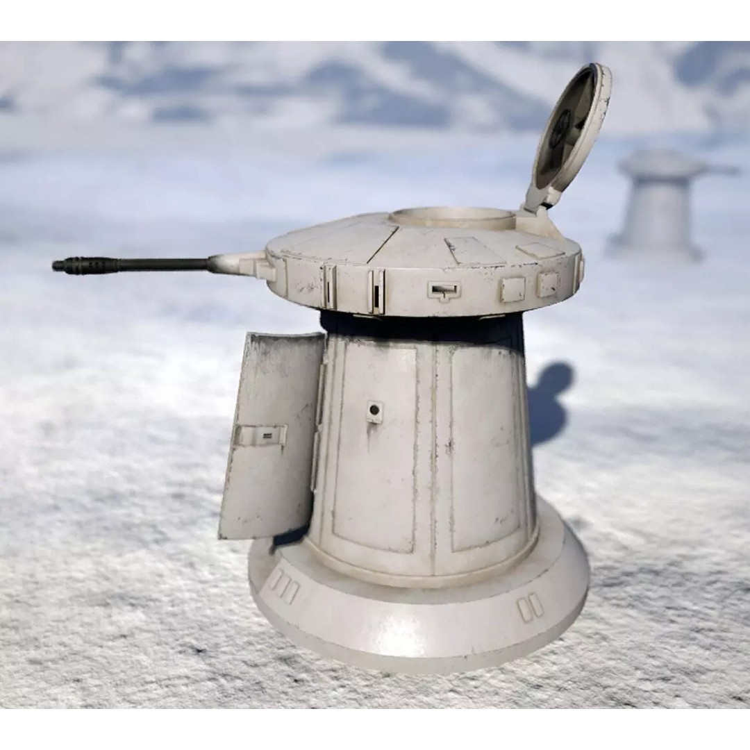 TurretGun 3D Model – Low Poly Military Asset with PBR Textures - View 3