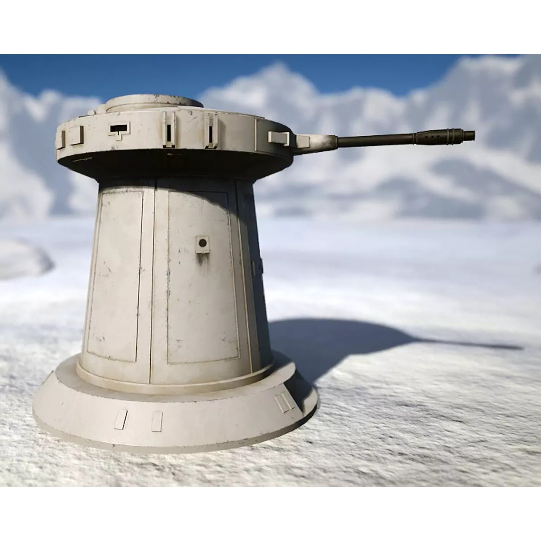 TurretGun 3D Model – Low Poly Military Asset with PBR Textures - View 6