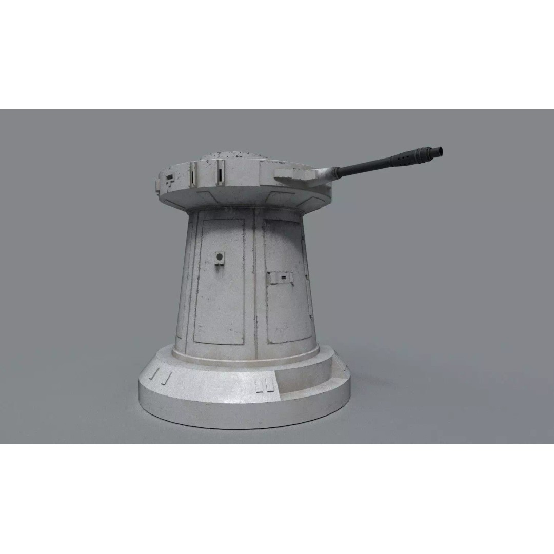 TurretGun 3D Model – Low Poly Military Asset with PBR Textures - View 7