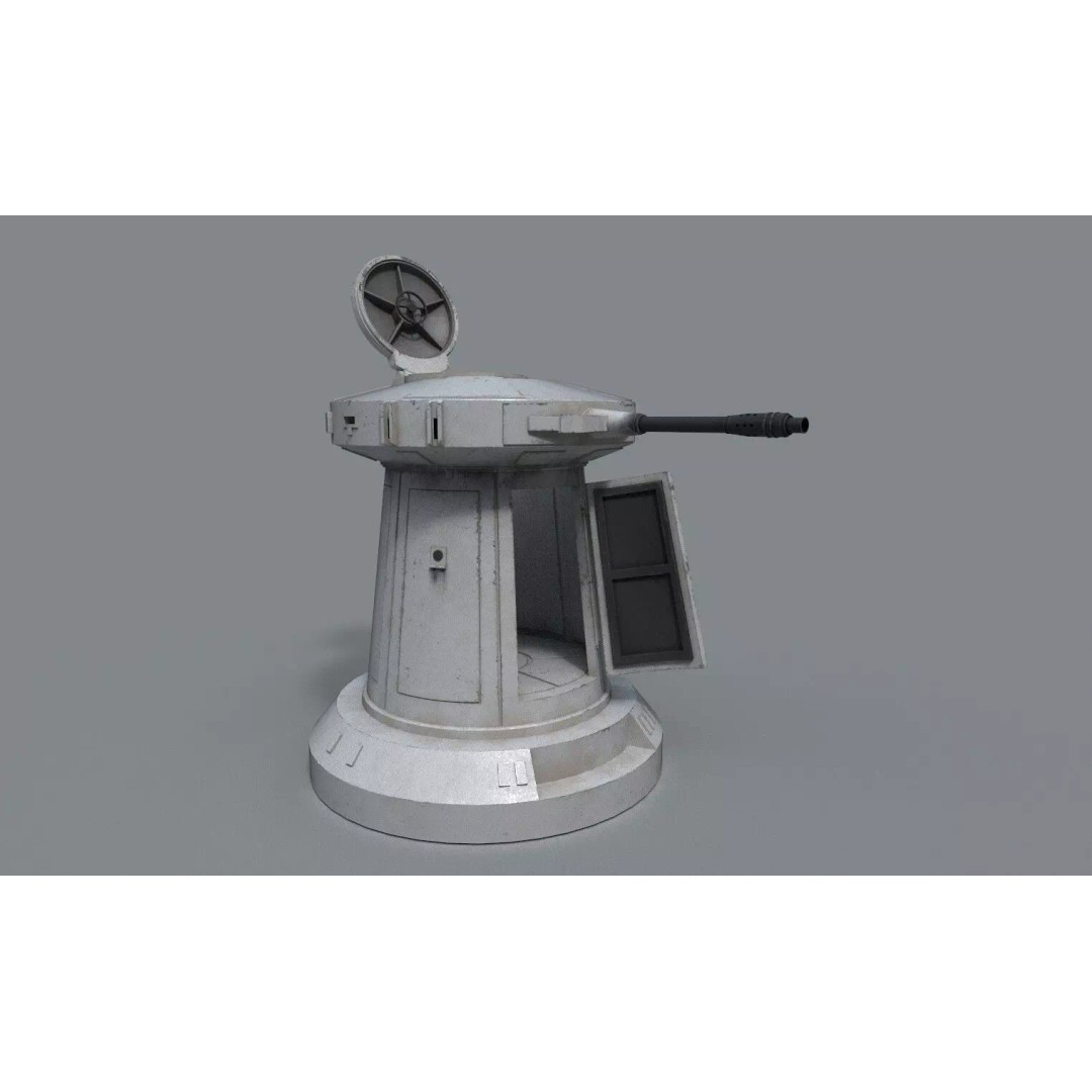 TurretGun 3D Model – Low Poly Military Asset with PBR Textures - View 8