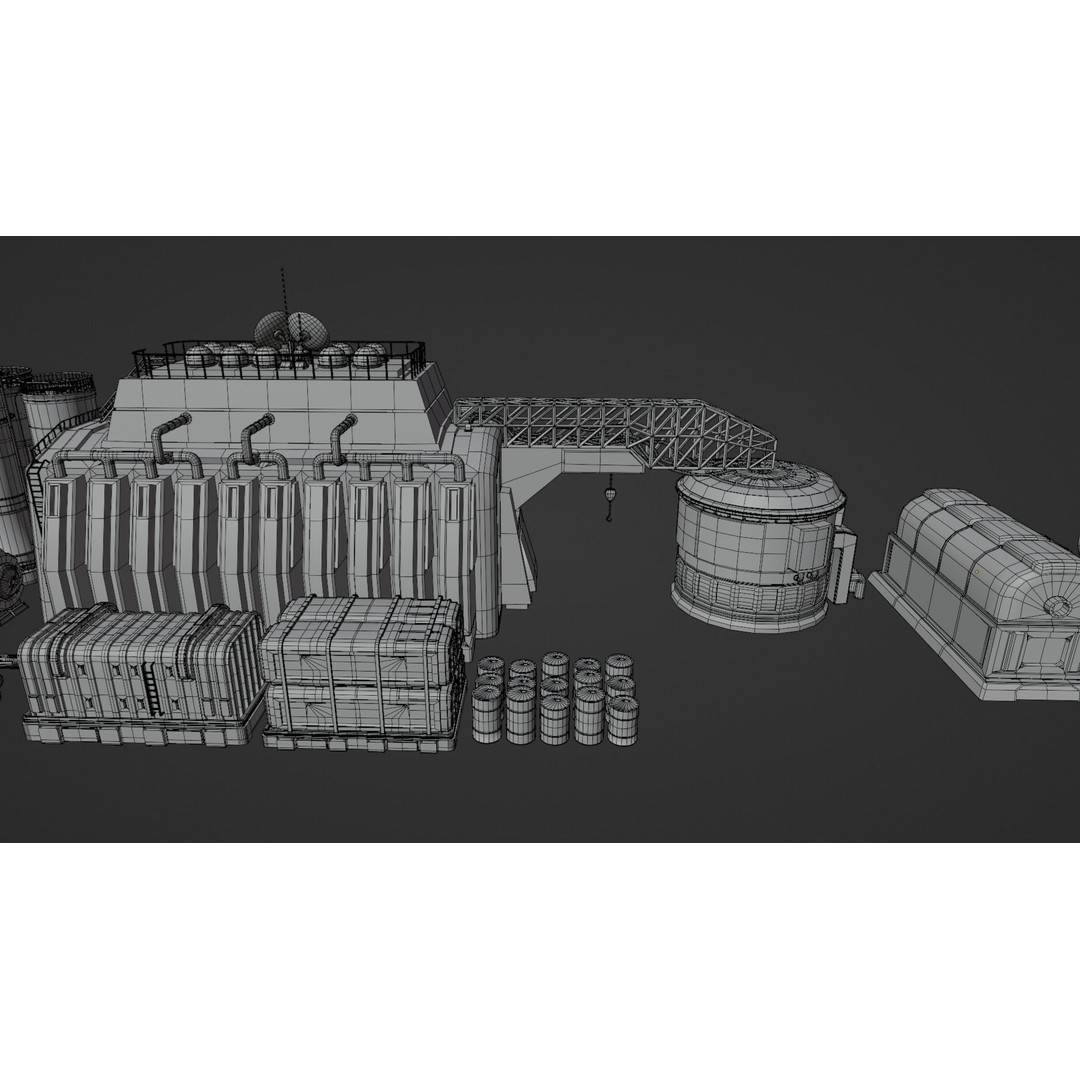Industrial Factory 3D Model – Game Ready Hard Surface Assets, Blender, FBX - View 12