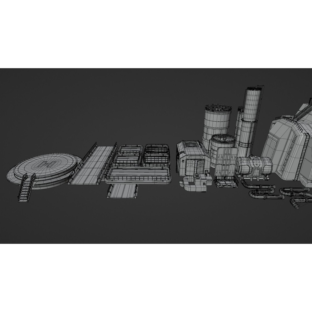 Industrial Factory 3D Model – Game Ready Hard Surface Assets, Blender, FBX - View 13