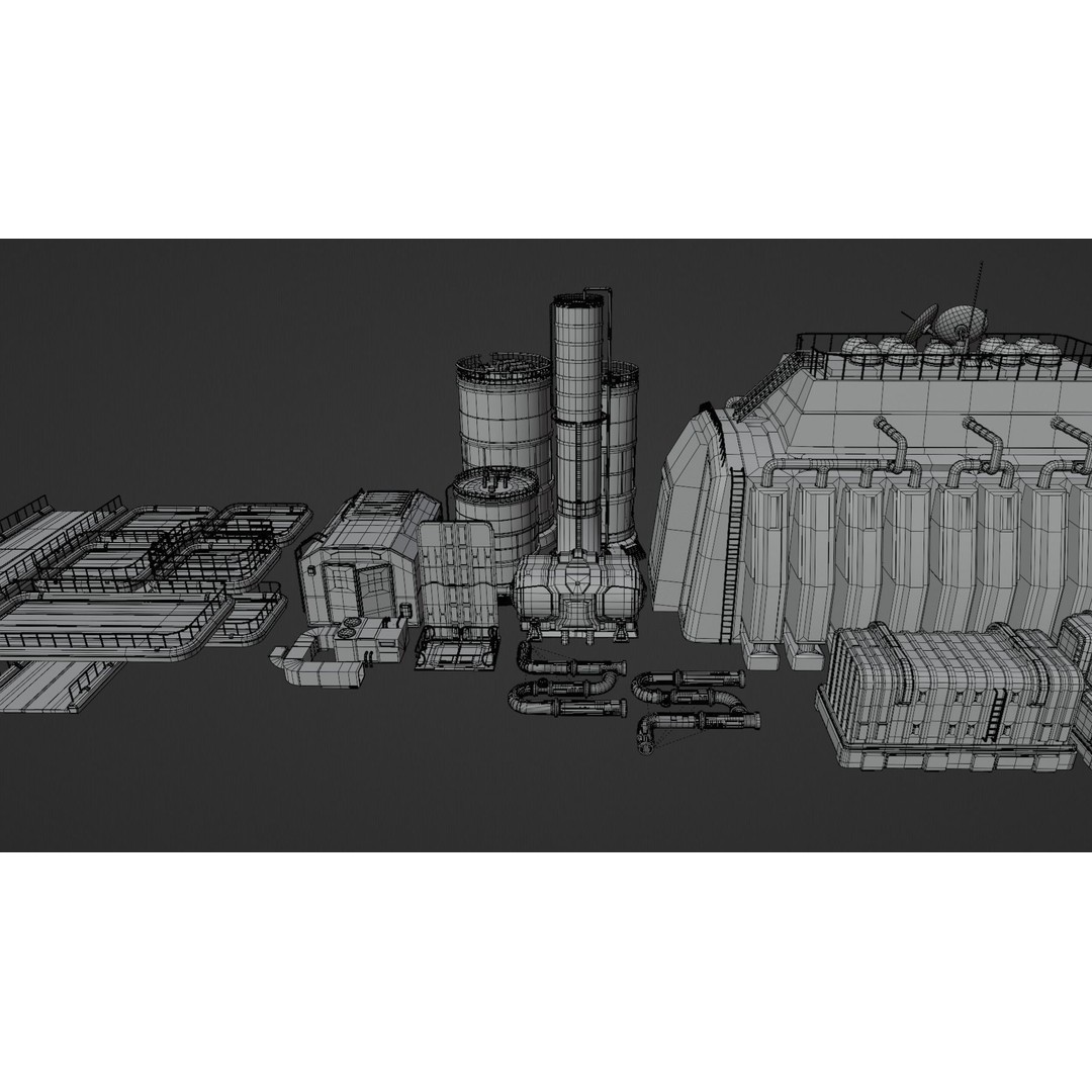 Industrial Factory 3D Model – Game Ready Hard Surface Assets, Blender, FBX - View 14