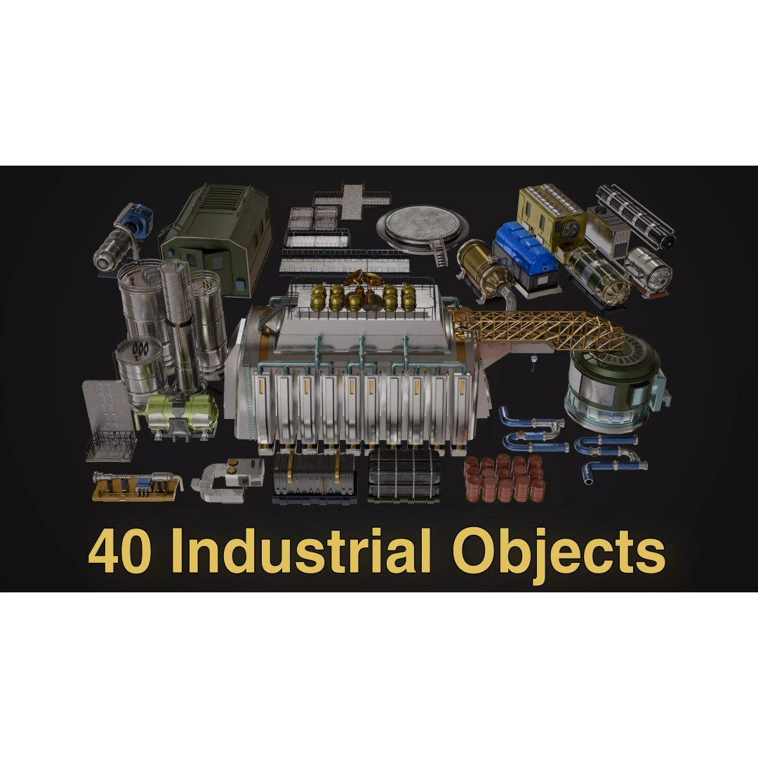 Industrial Factory 3D Model – Game Ready Hard Surface Assets, Blender, FBX - View 2