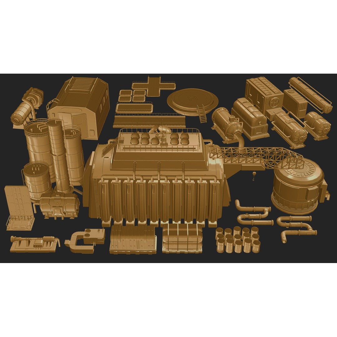 Industrial Factory 3D Model – Game Ready Hard Surface Assets, Blender, FBX - View 4