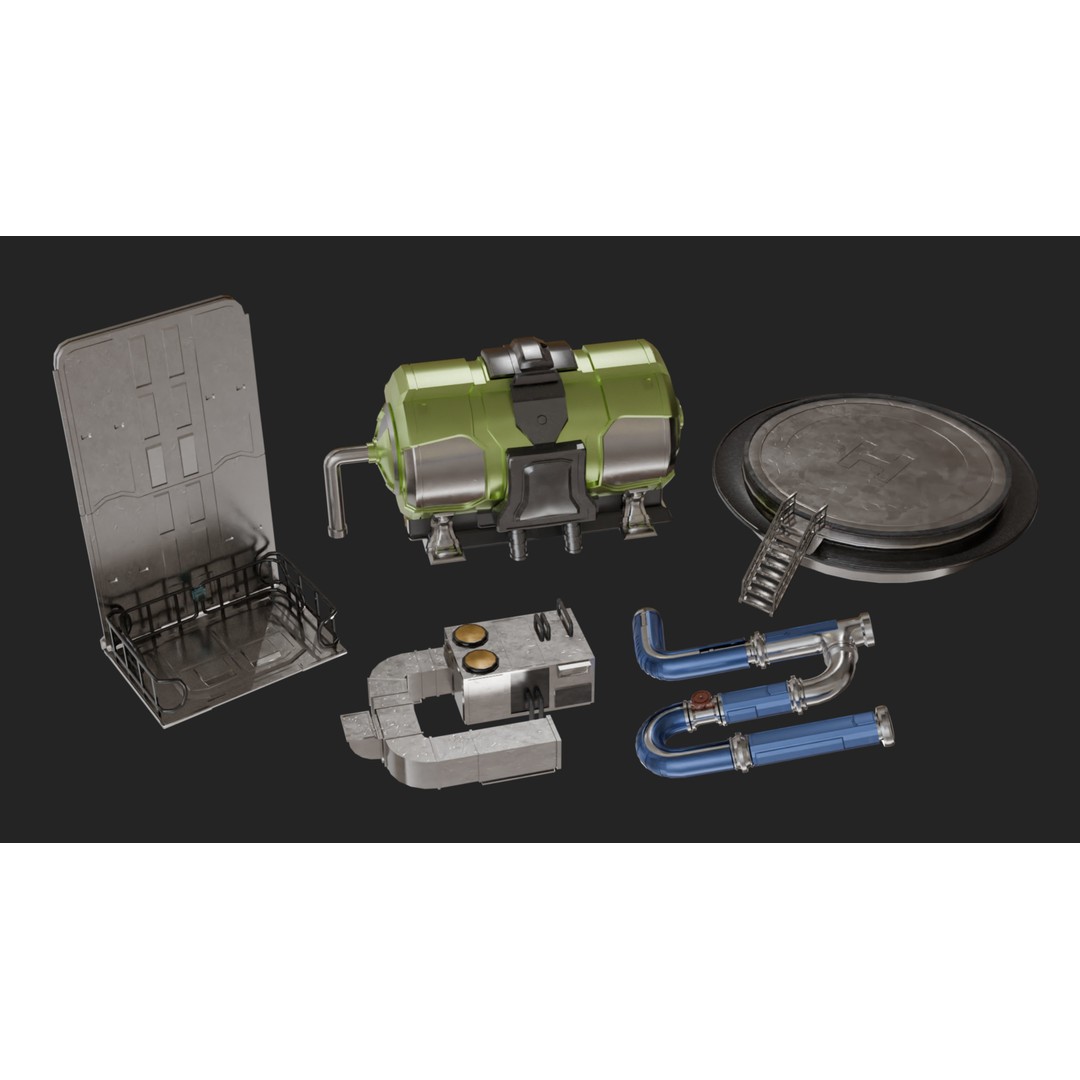 Industrial Factory 3D Model – Game Ready Hard Surface Assets, Blender, FBX - View 6
