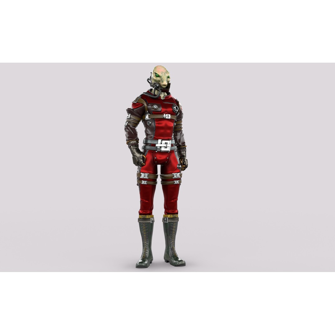 Sci-Fi Alien Character 3D Model – Low Poly Rigged Game Asset, FBX - View 11