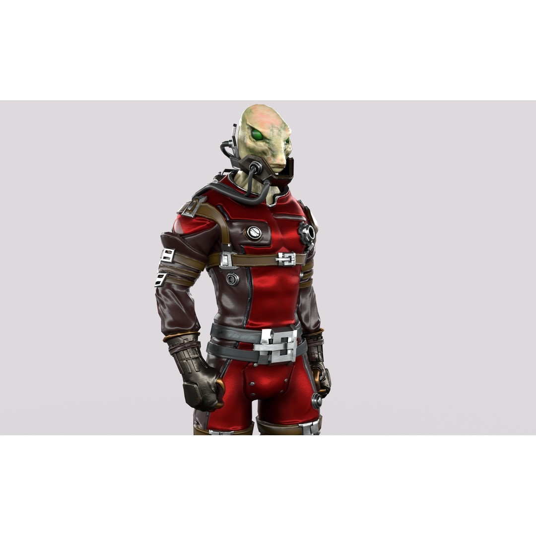 Sci-Fi Alien Character 3D Model – Low Poly Rigged Game Asset, FBX - View 3