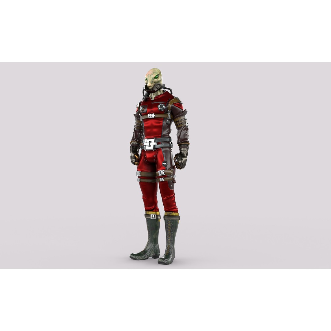 Sci-Fi Alien Character 3D Model – Low Poly Rigged Game Asset, FBX - View 4