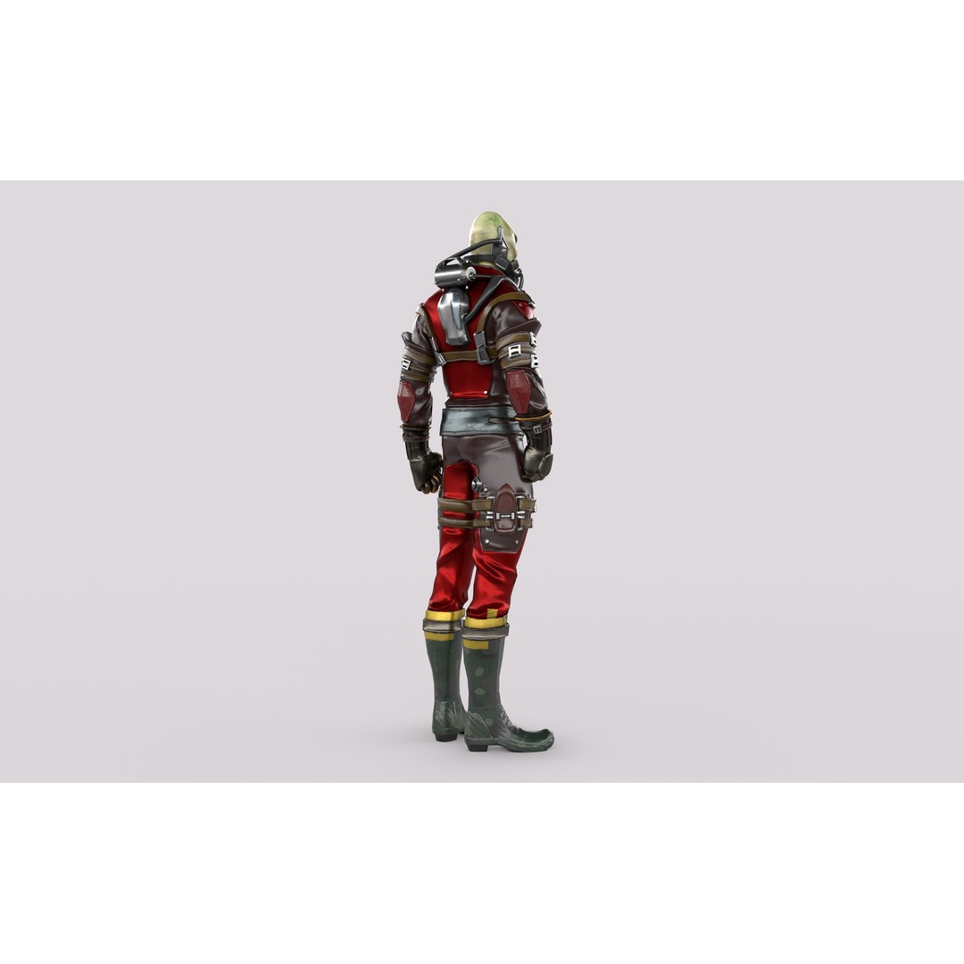 Sci-Fi Alien Character 3D Model – Low Poly Rigged Game Asset, FBX - View 5