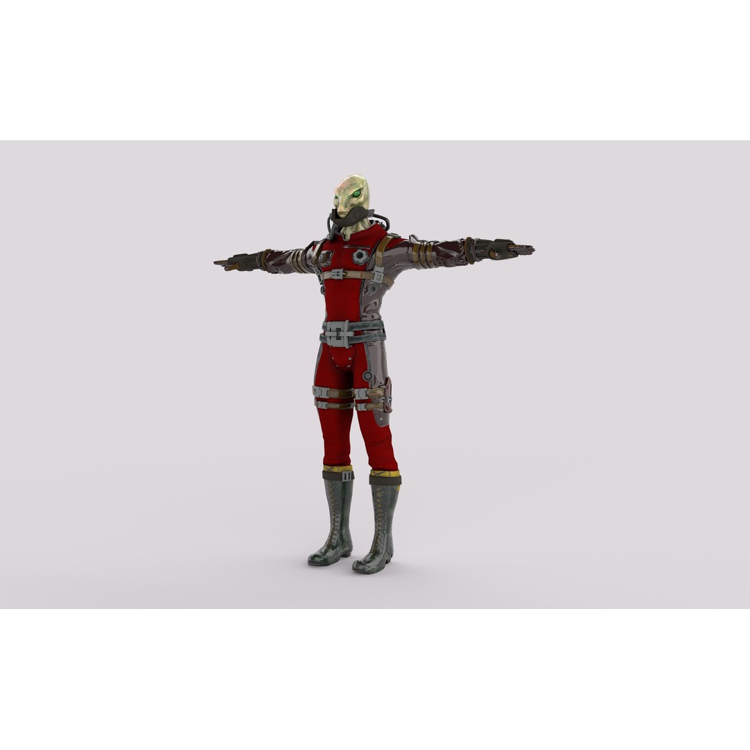 Sci-Fi Alien Character 3D Model – Low Poly Rigged Game Asset, FBX - View 6