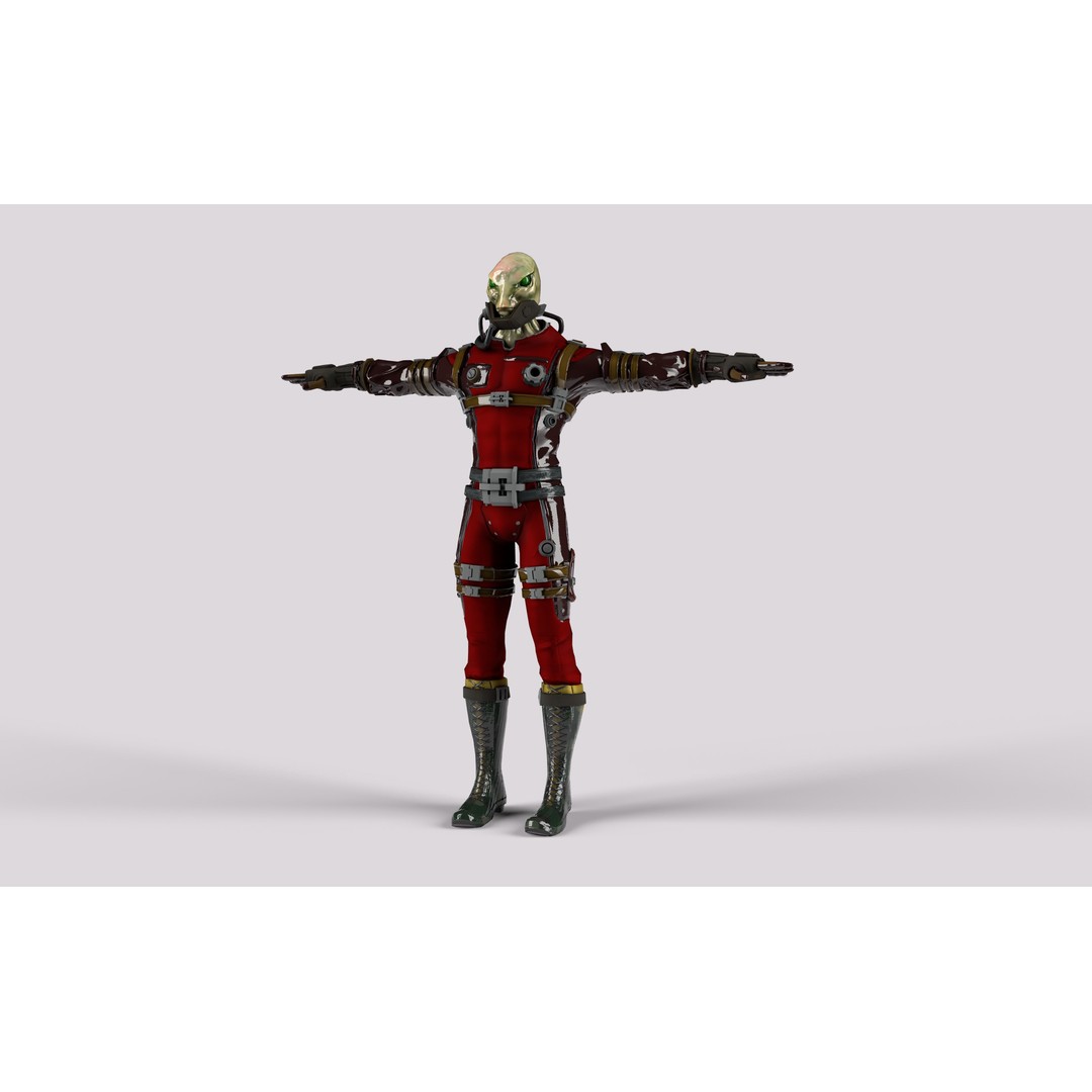 Sci-Fi Alien Character 3D Model – Low Poly Rigged Game Asset, FBX - View 7