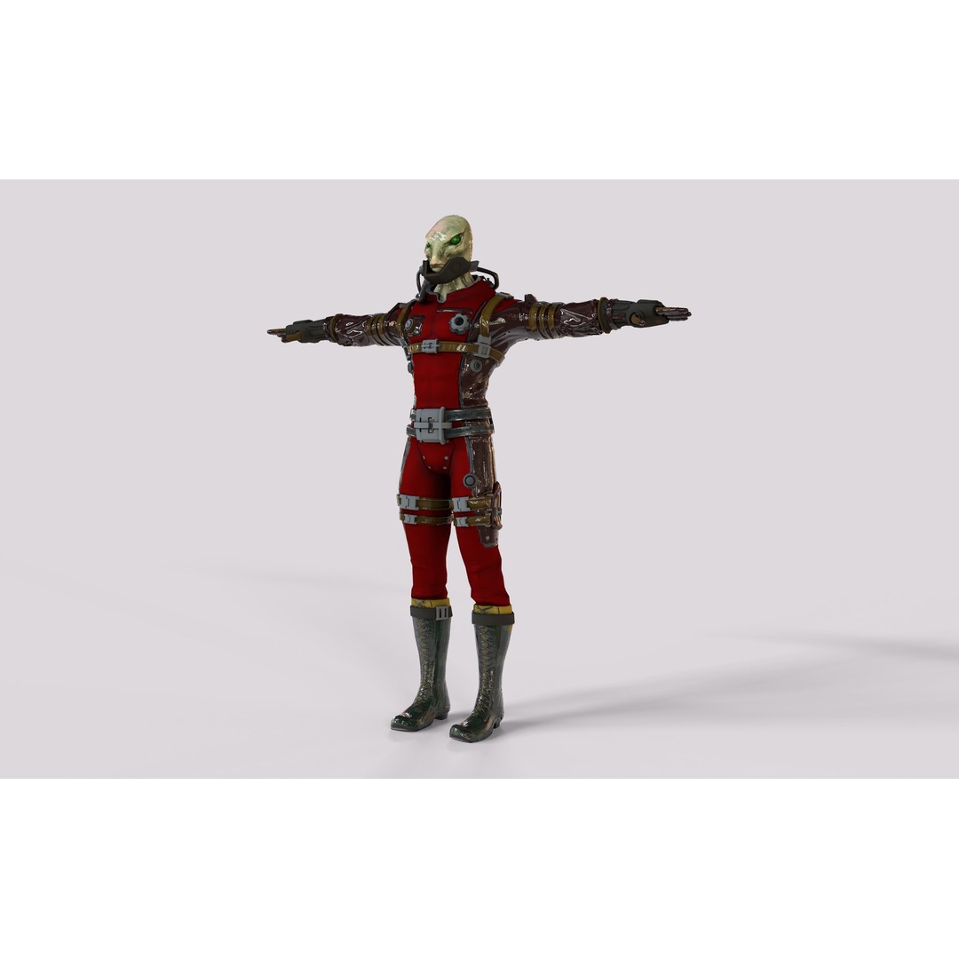 Sci-Fi Alien Character 3D Model – Low Poly Rigged Game Asset, FBX - View 8