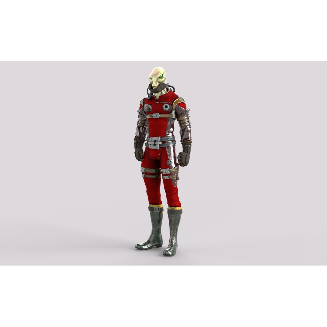 Sci-Fi Alien Character 3D Model – Low Poly Rigged Game Asset, FBX - View 9
