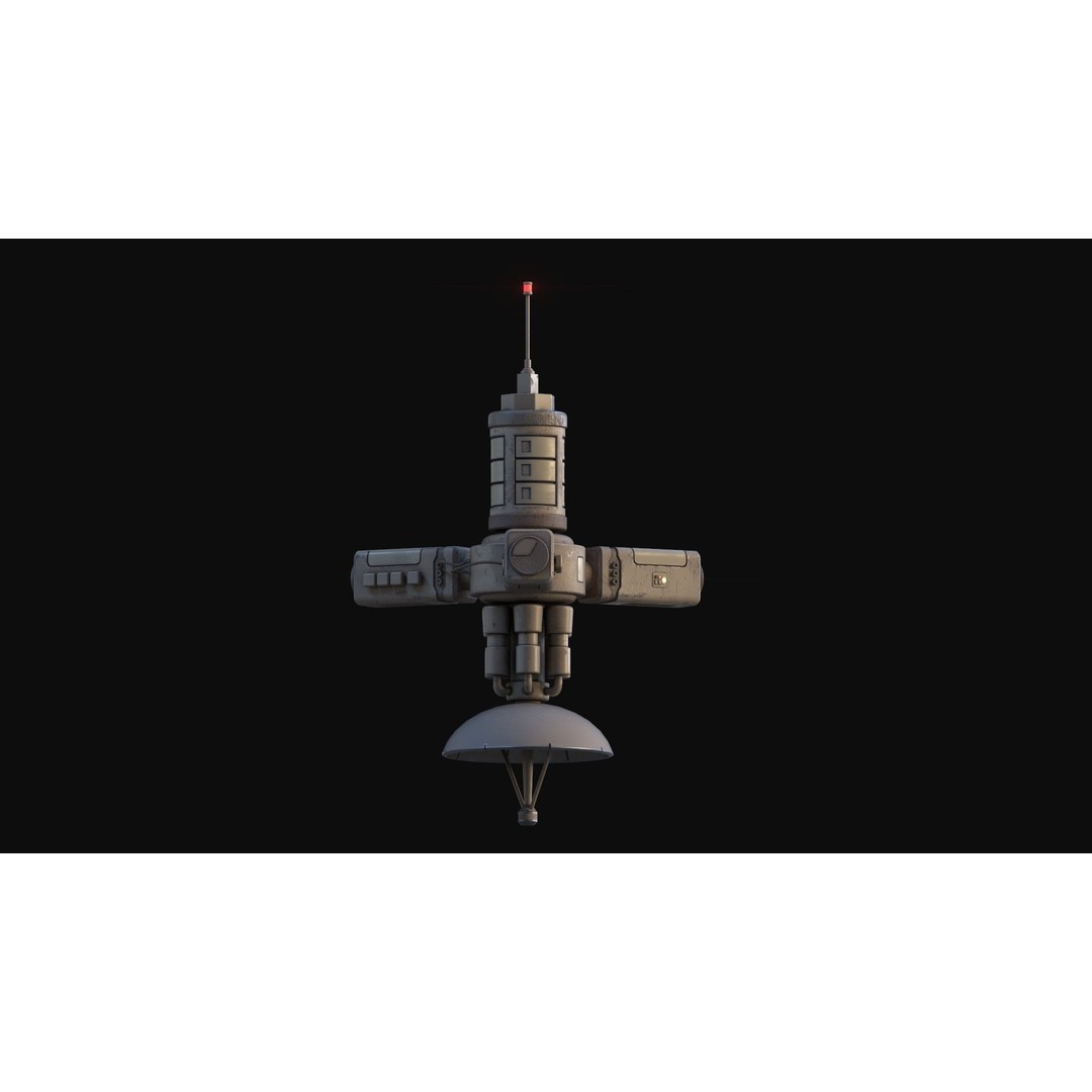 Stylized Satellite 3D Model – Low Poly Game Asset, FBX, PBR - View 10