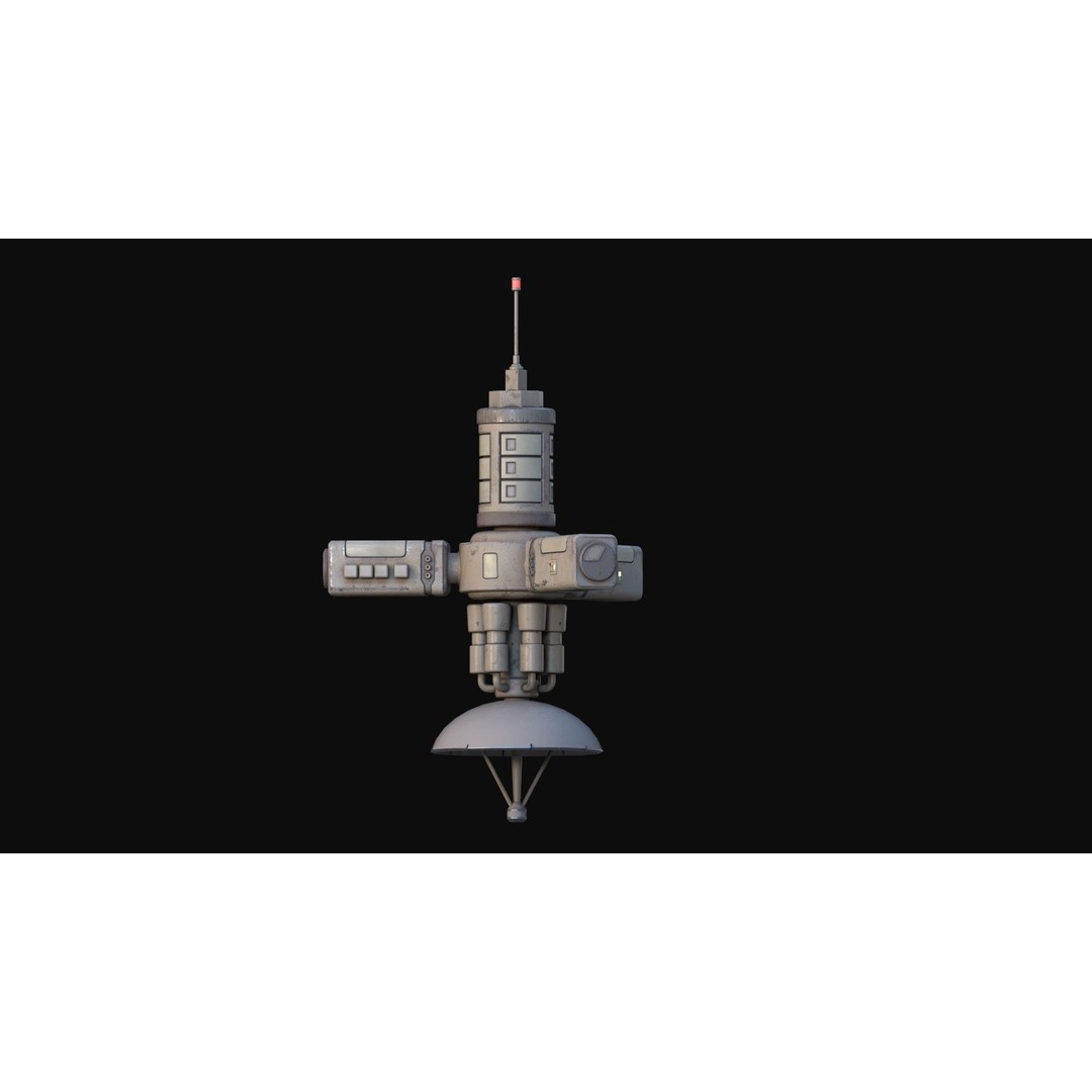 Stylized Satellite 3D Model – Low Poly Game Asset, FBX, PBR - View 12