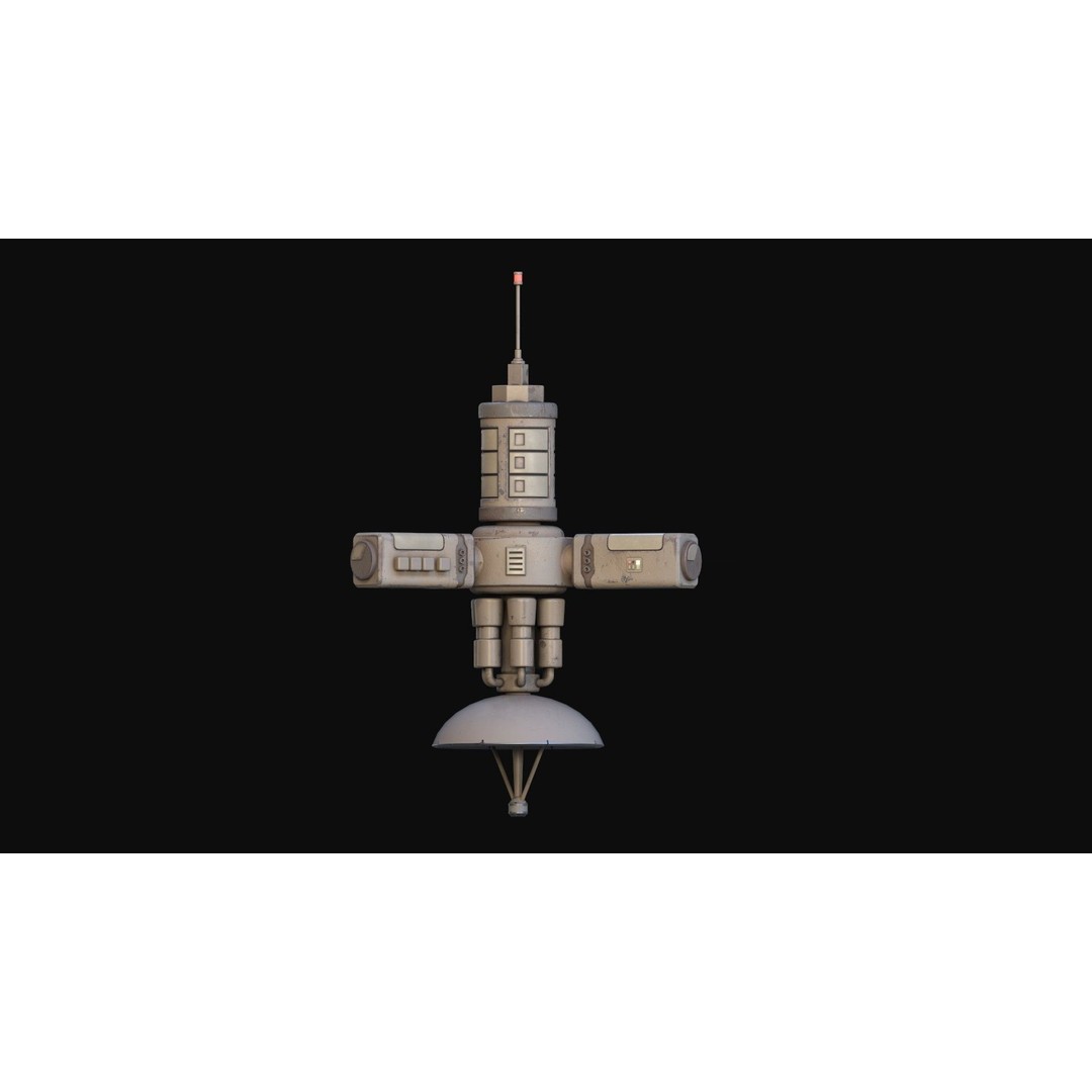 Stylized Satellite 3D Model – Low Poly Game Asset, FBX, PBR - View 14