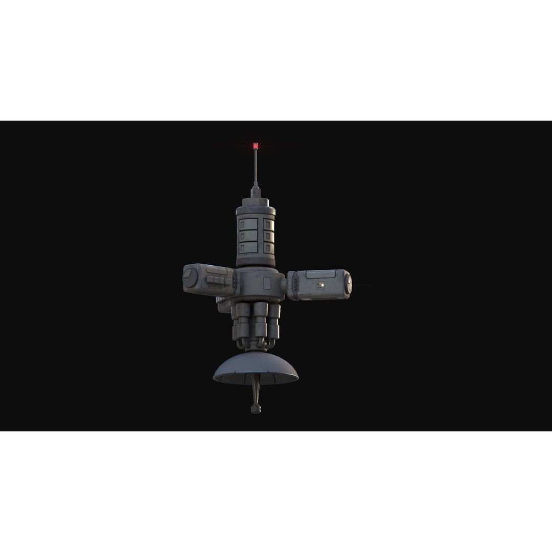 Stylized Satellite 3D Model – Low Poly Game Asset, FBX, PBR - View 3