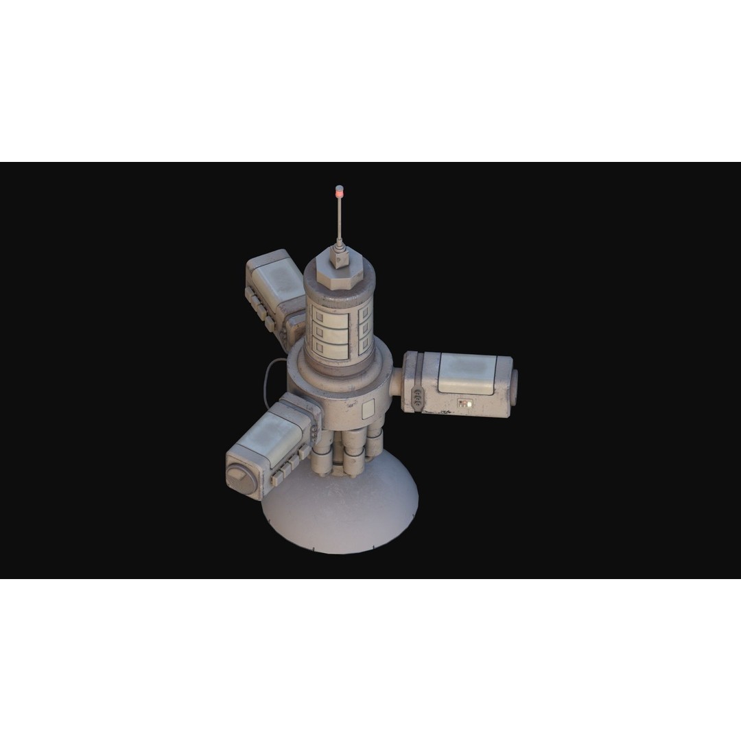 Stylized Satellite 3D Model – Low Poly Game Asset, FBX, PBR - View 4