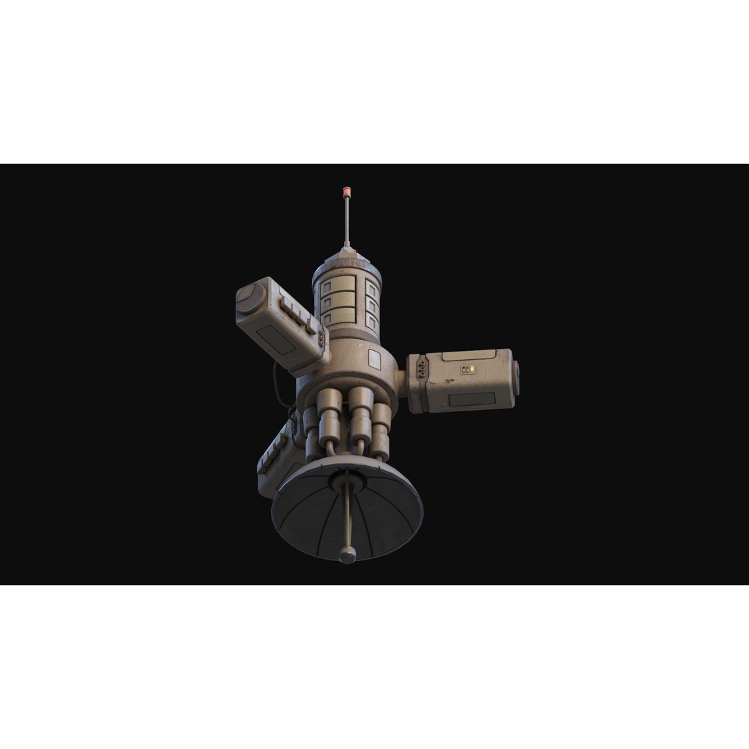 Stylized Satellite 3D Model – Low Poly Game Asset, FBX, PBR - View 5